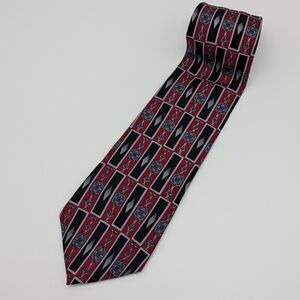 Oscar de la Renta Red and Black Patterned Men's Tie 100% Silk